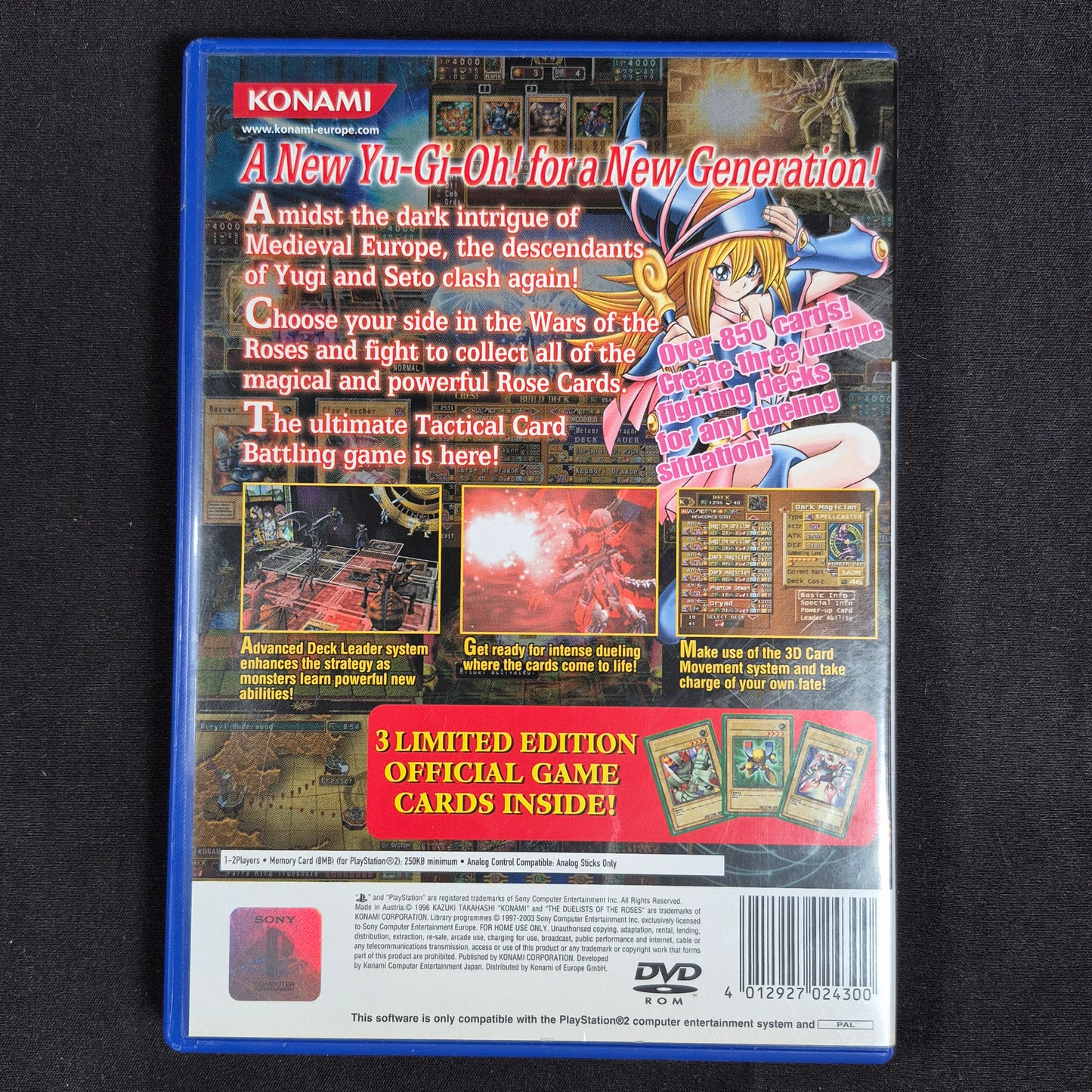 Yu-Gi-Oh! The Duelists of the Roses PS2 PAL / Europa mit Hülle, Disc und Anleitung – Rückseite