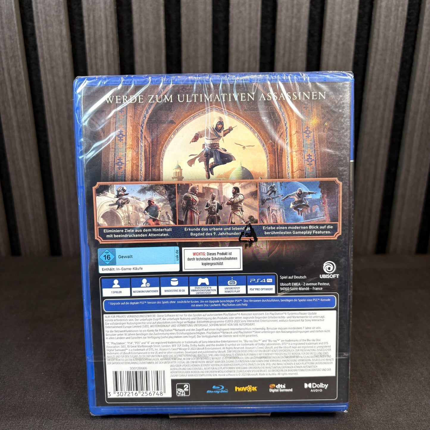Assassins Creed Mirage PS4 Cover Rückseite Detail Infos