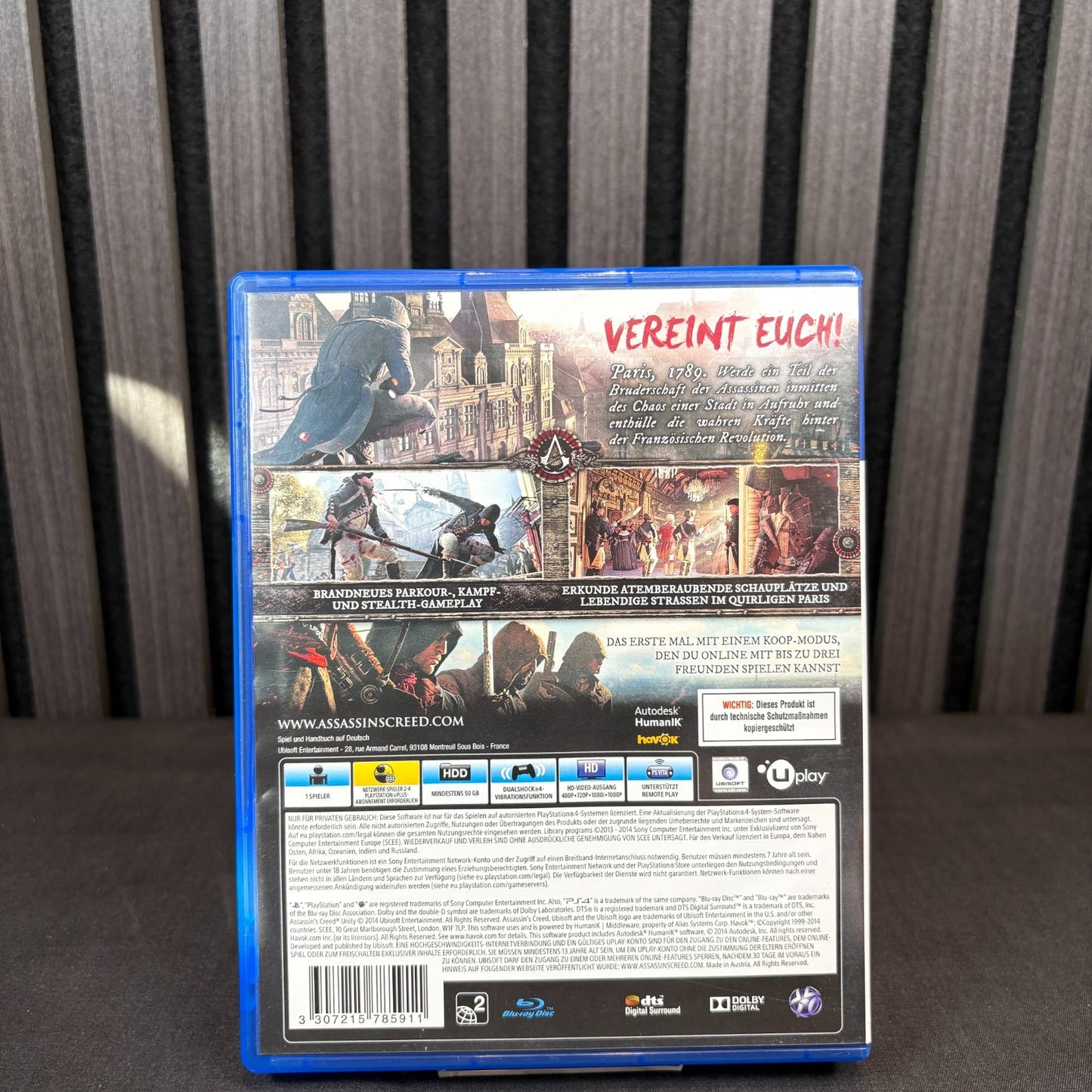 Assassins Creed Unity PS4 Cover Rückseite Detail Infos