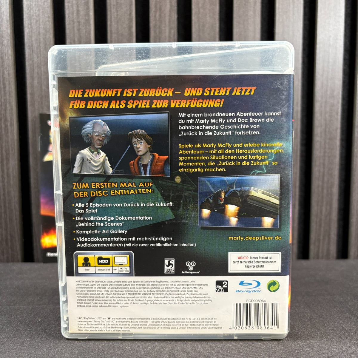 Back to the Future The Game PS3 Cover Rückseite mit Spielbeschreibung