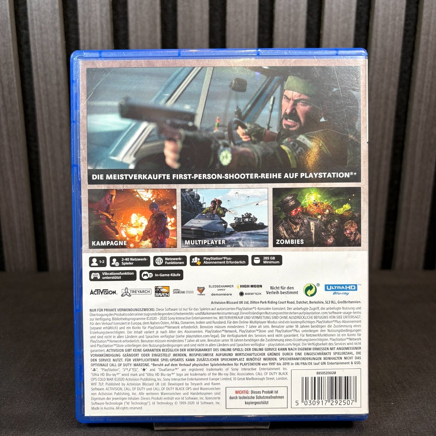 Call of Duty Black Ops Cold War PS5 PAL Cover Rückseite Detailansicht sehr gut