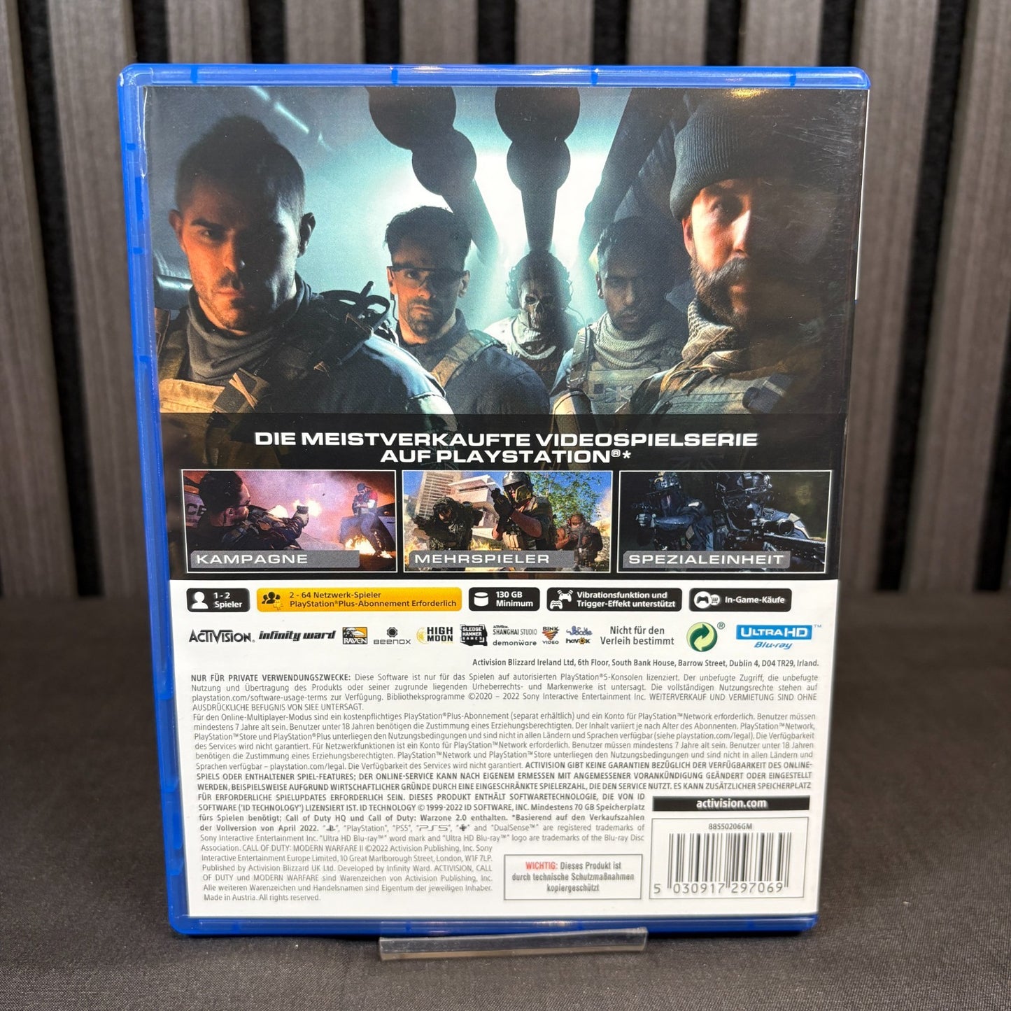Call of Duty Modern Warfare II PS5 PAL Cover Rückseite Detailansicht sehr gut