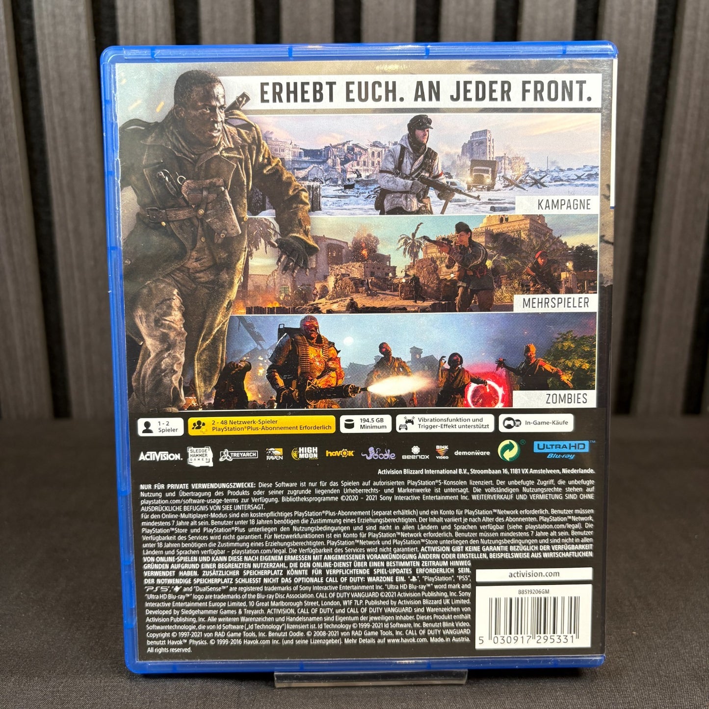 Call of Duty Vanguard PS5 PAL Cover Rückseite Detailansicht sehr gut