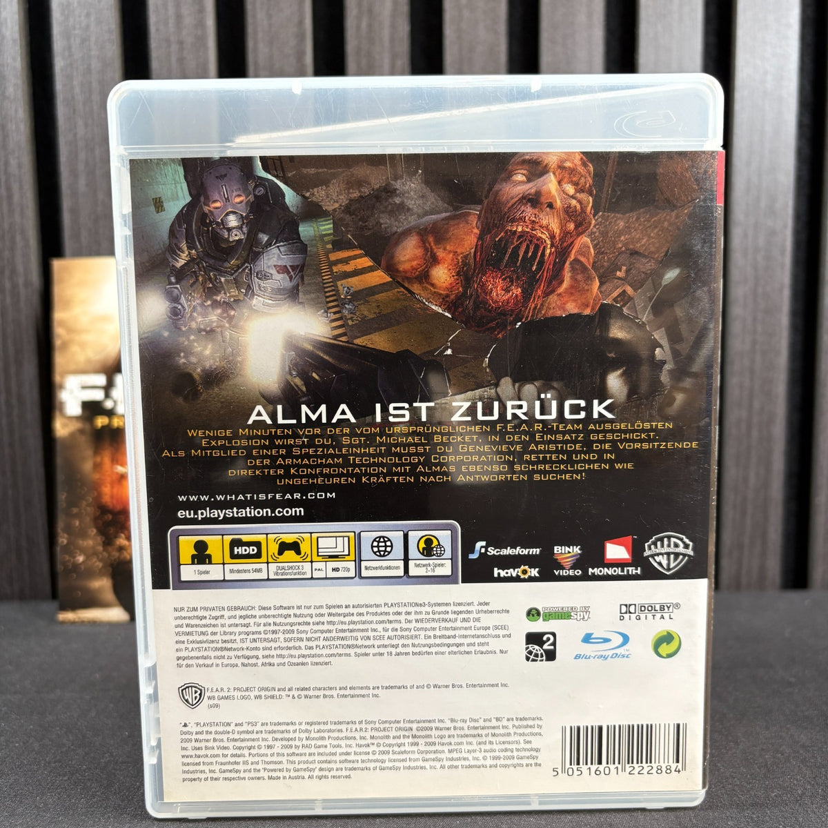 F.E.A.R. 2 Project Origin PS3 Cover Rückseite