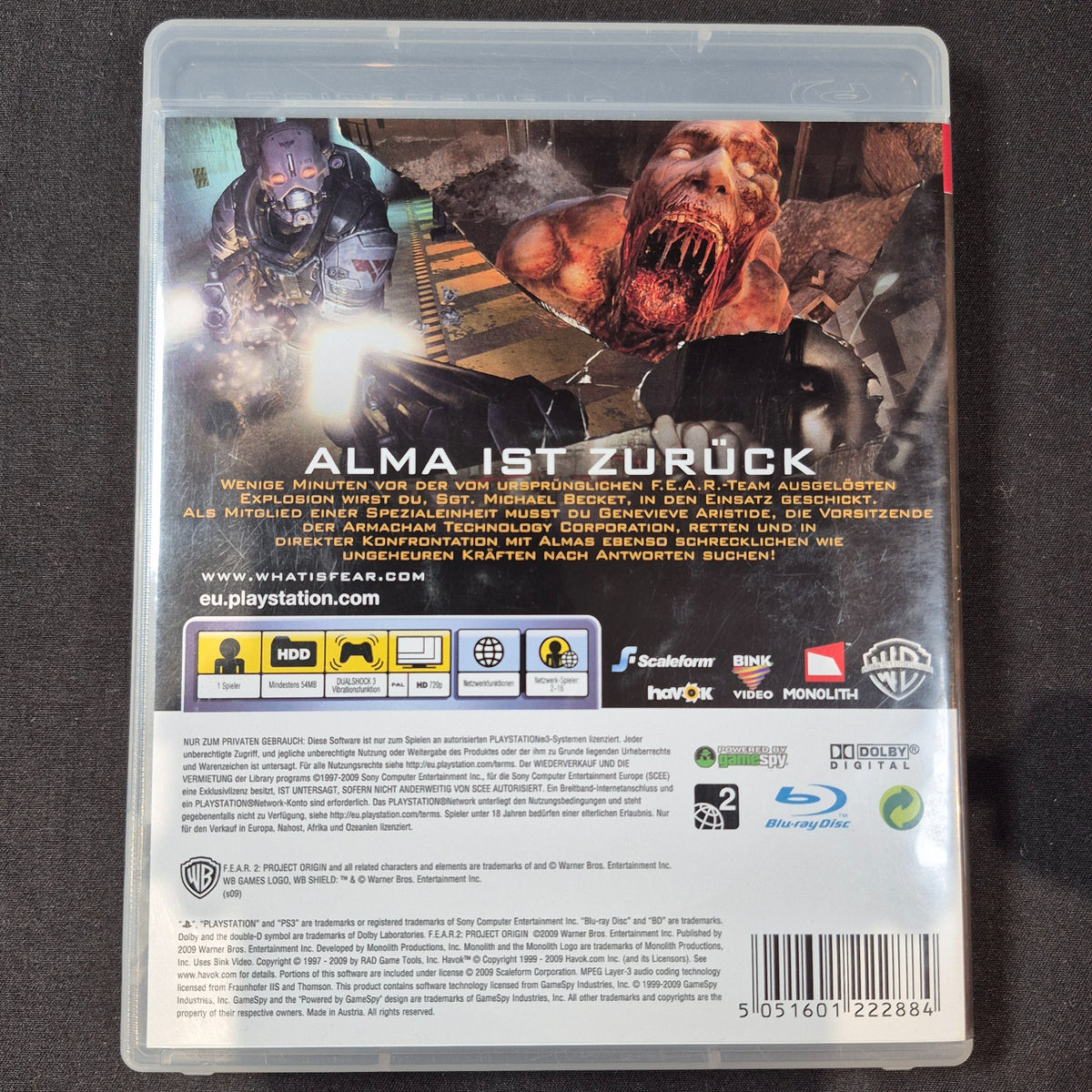 F.E.A.R. 2 Project Origin – PlayStation 3 – Deutsch – Zustand Gut – Rückseite – NEVO Store