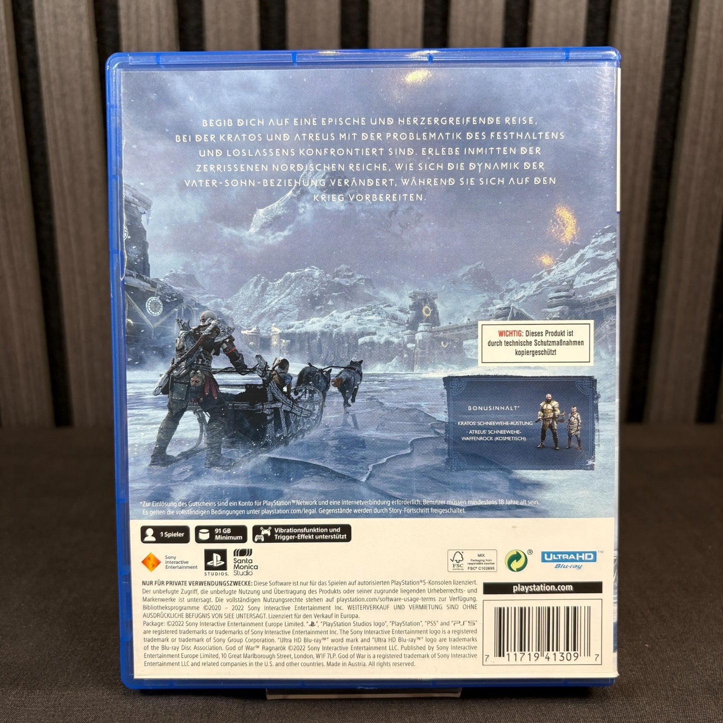God of War Ragnarök Launch Edition PS5 PAL Cover Rückseite Detailansicht sehr gut