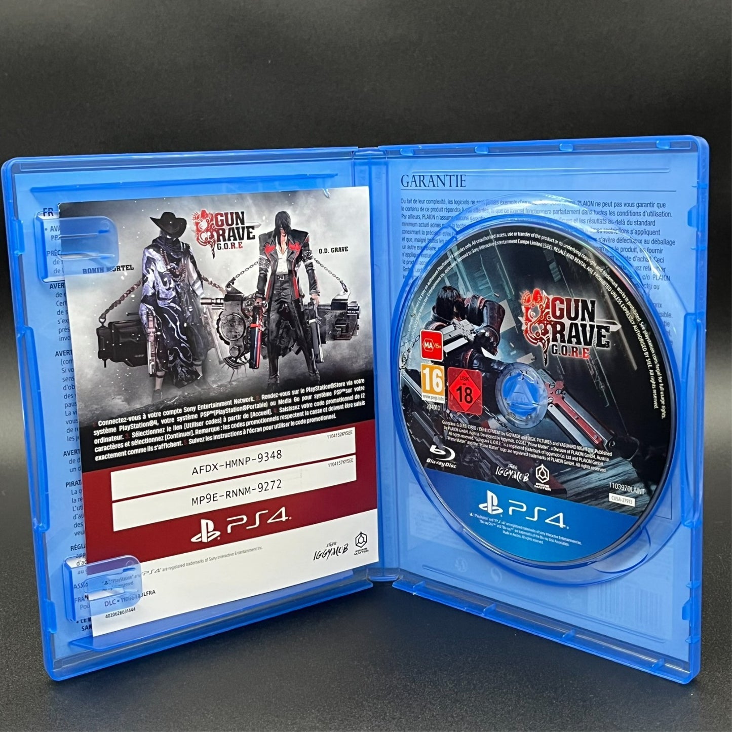 Gungrave G.O.R.E PS4 Hülle innen mit Disc