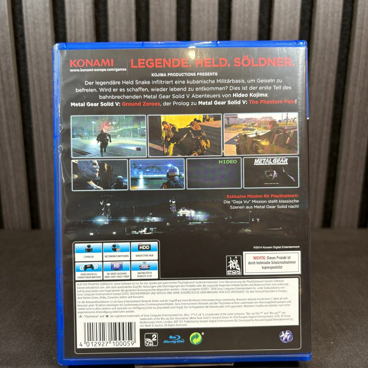Metal Gear Solid V Ground Zeroes PS4 PAL Cover Rückseite Detailansicht sehr gut