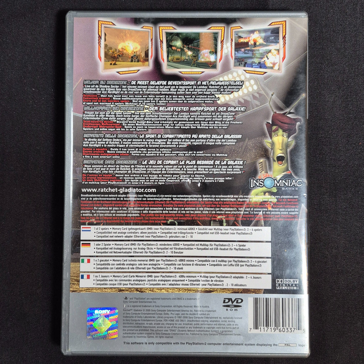 Ratchet Gladiator - Platinum – PlayStation 2 – Deutsch / Mehrsprachig – Zustand Gut – Rückseite – NEVO Store