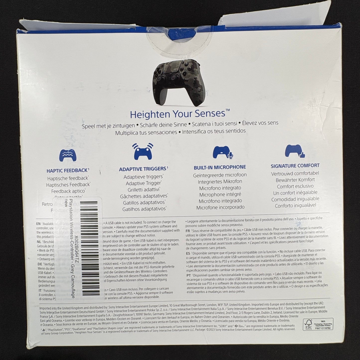 Sony DualSense Grey Camouflage PS5 Controller Originalverpackung – OVP Rückseite
