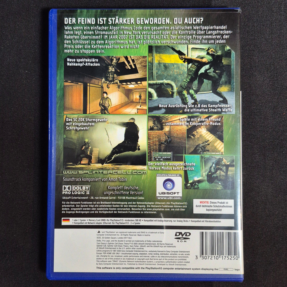 Tom Clancy's Splinter Cell Chaos Theory – PlayStation 2 – Deutsch – Zustand Gut – Rückseite – NEVO Store
