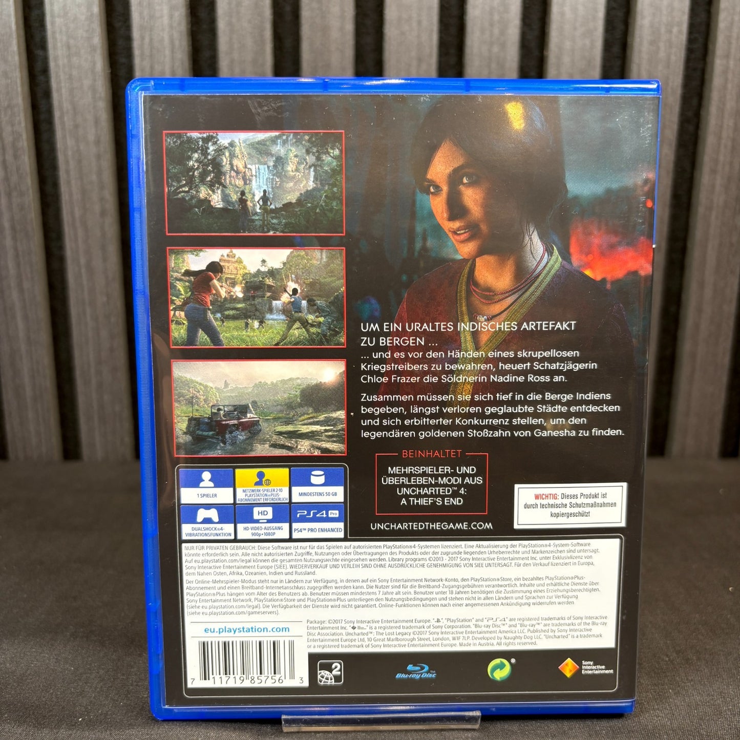 Uncharted The Lost Legacy PS4 PAL Cover Rückseite Detailansicht sehr gut