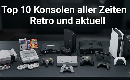 Legendäre Retro- und moderne Spielkonsolen verschiedener Generationen im Vergleich