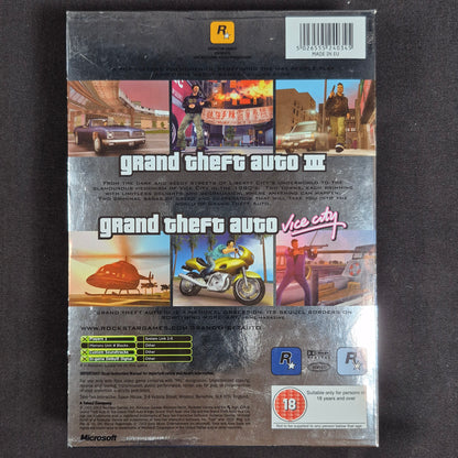 Grand Theft Auto Double Pack GTA III und Vice City Xbox PAL – Rückseite mit EAN