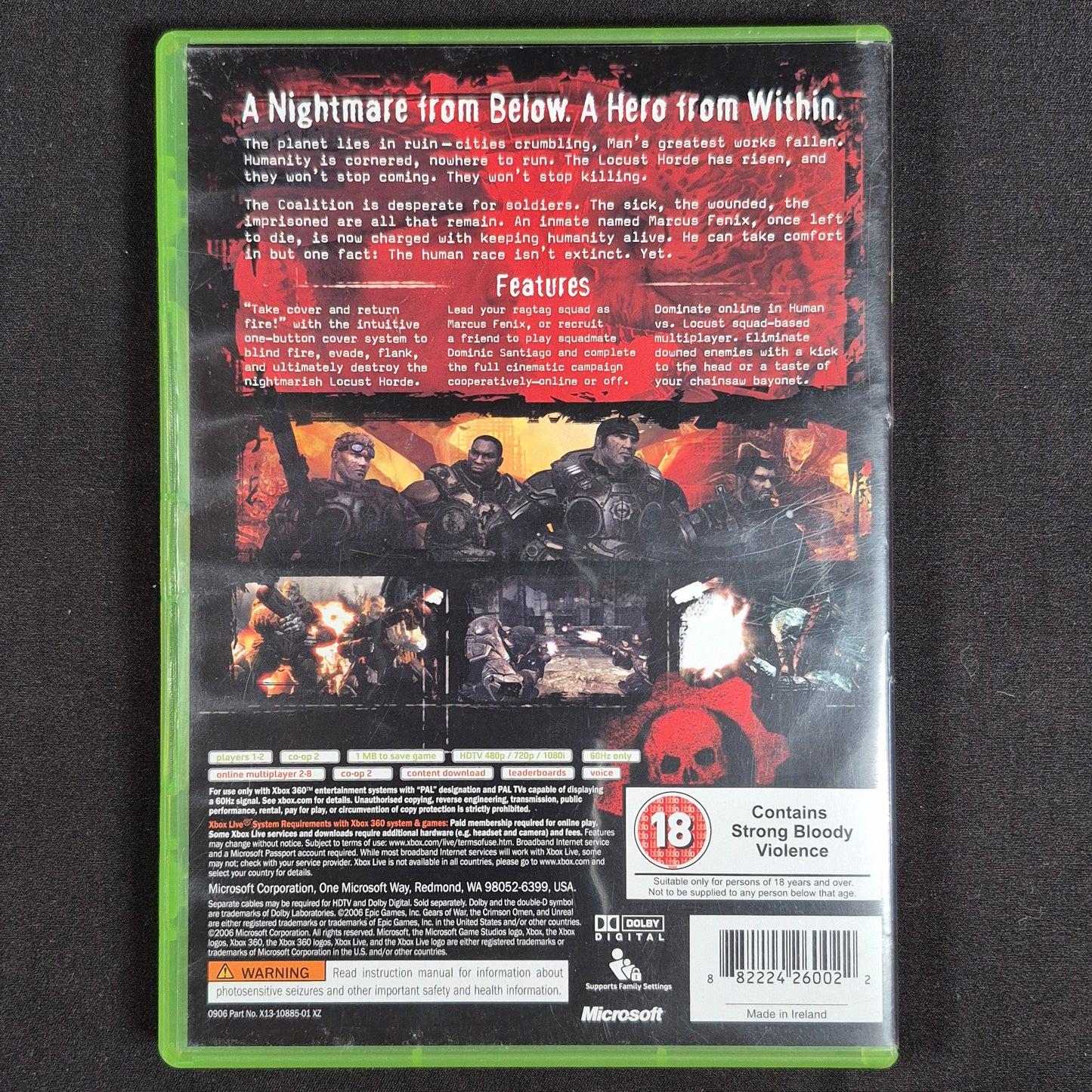 Gears of War Xbox 360 PAL UK – Rückseite mit EAN