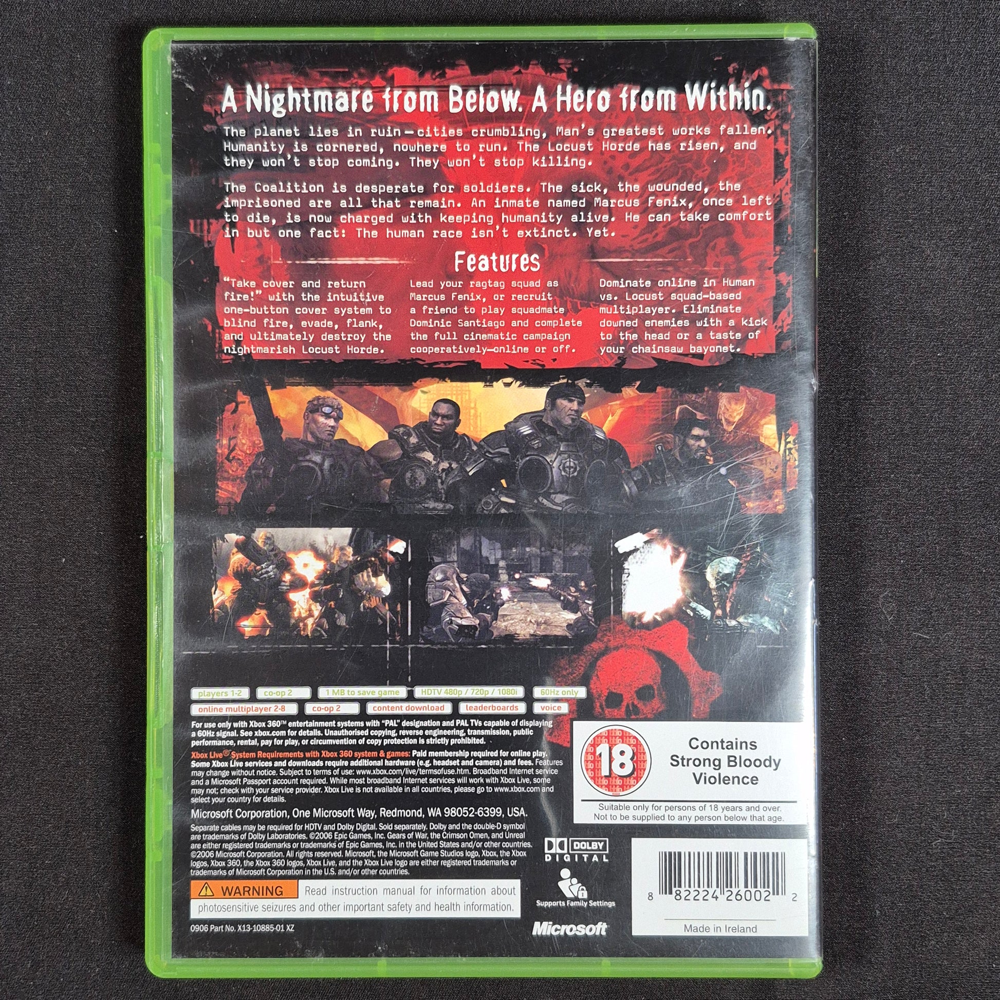 Gears of War Xbox 360 PAL UK – Rückseite mit EAN