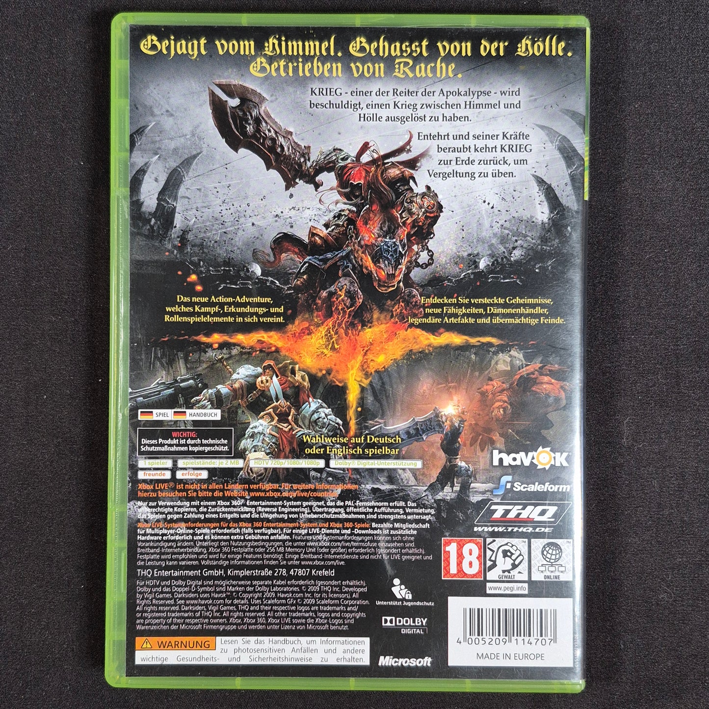 Darksiders Xbox 360 PAL Deutsch – Rückseite mit EAN