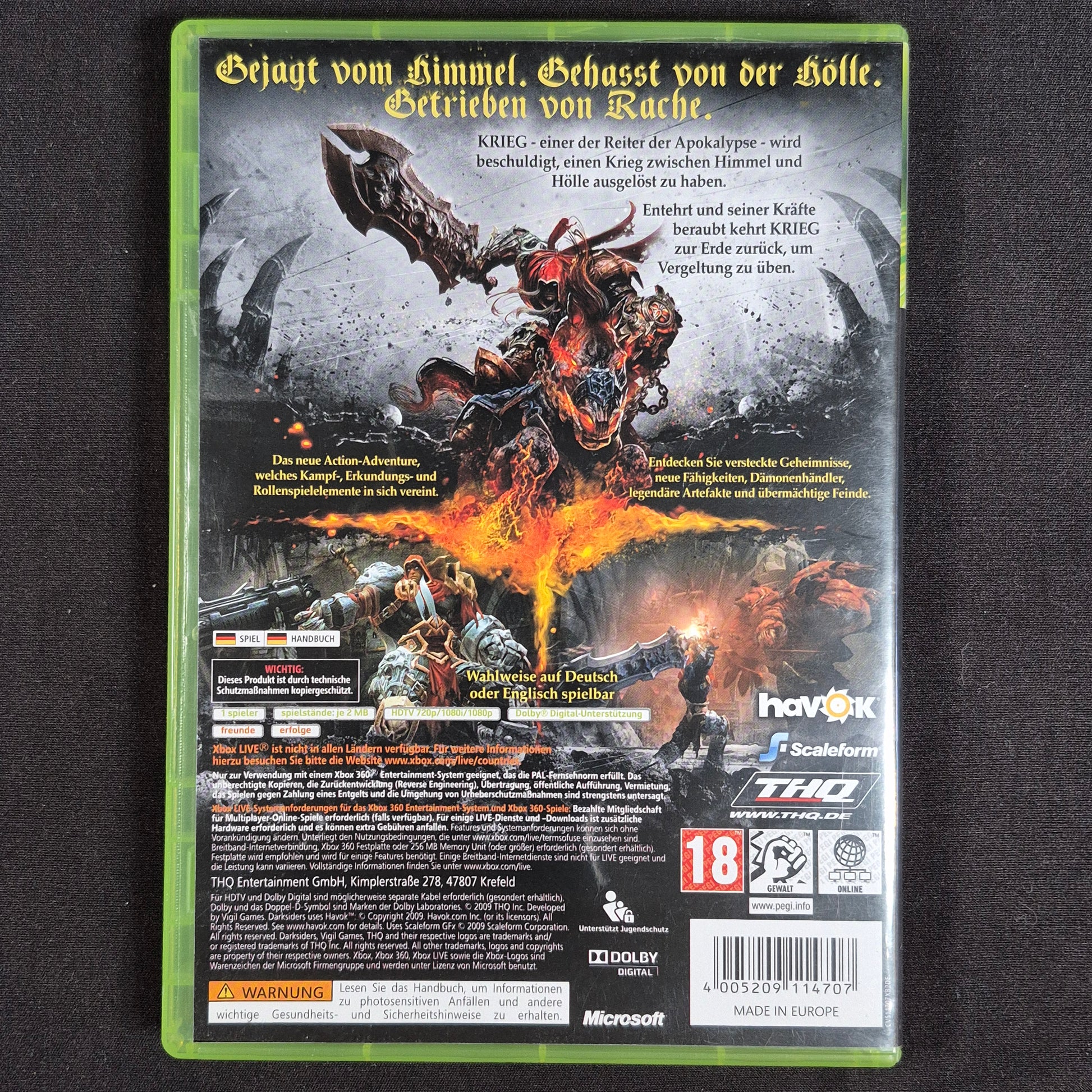 Darksiders Xbox 360 PAL Deutsch – Rückseite mit EAN