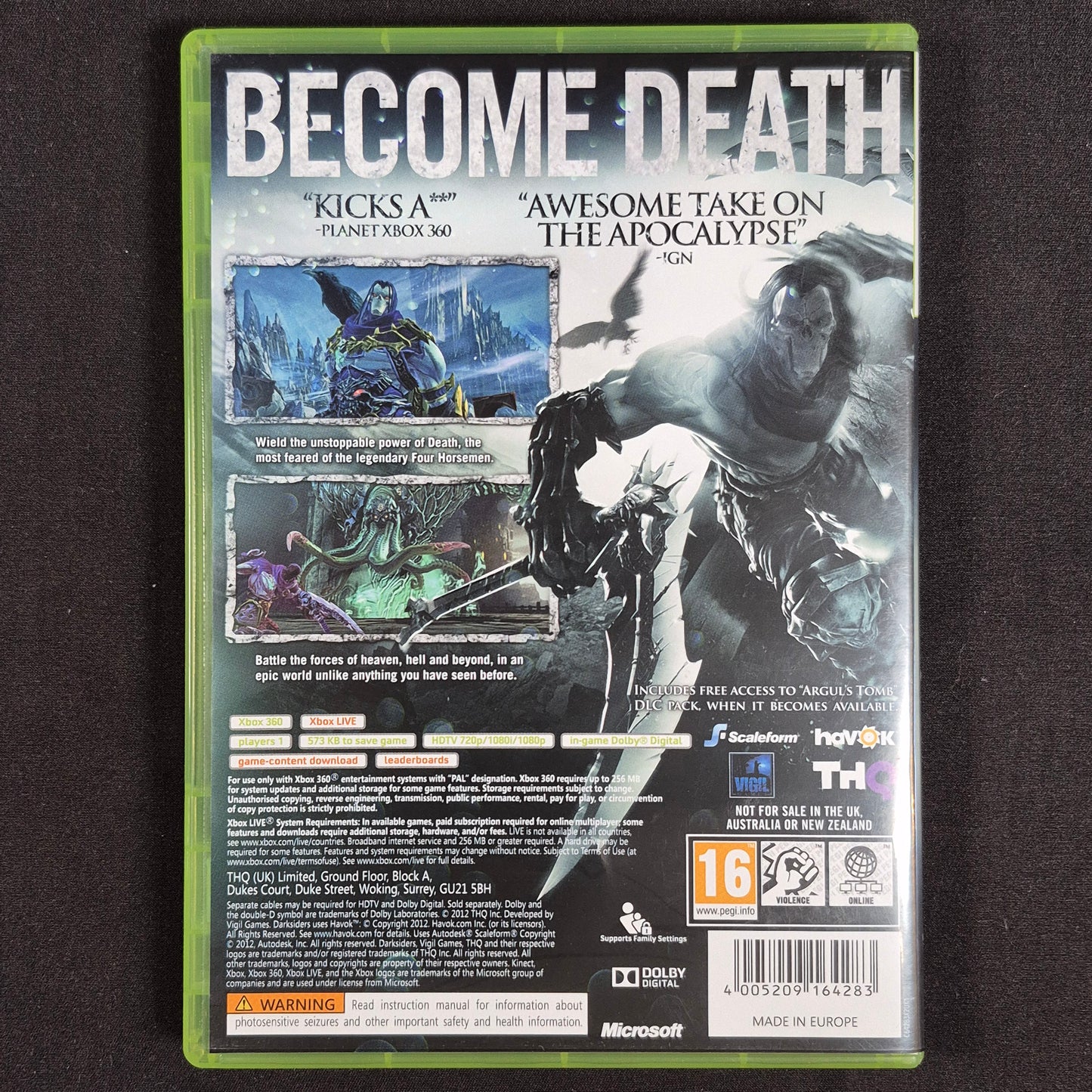 Darksiders II Limited Edition Xbox 360 PAL – Rückseite mit EAN