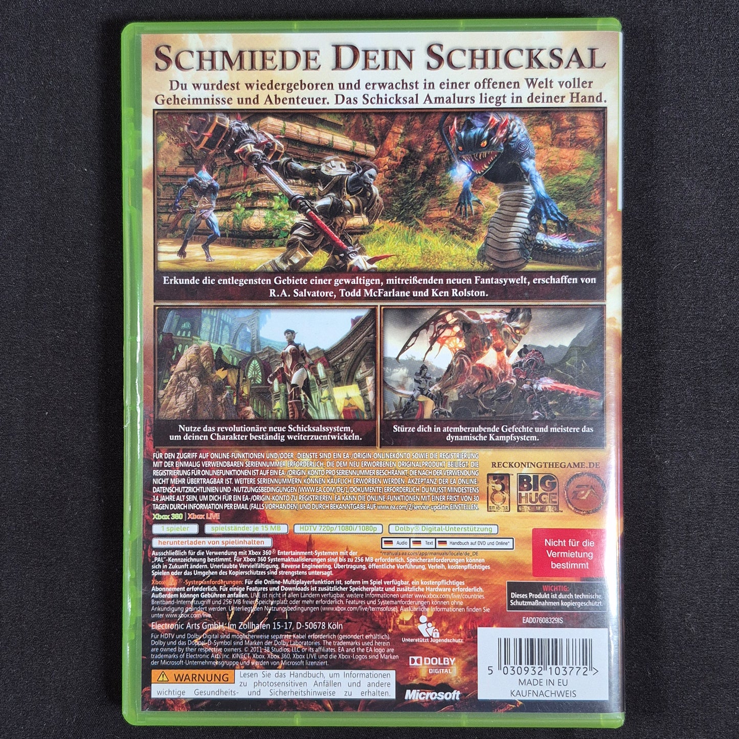 Kingdoms of Amalur Reckoning Xbox 360 PAL Deutsch – Rückseite mit EAN