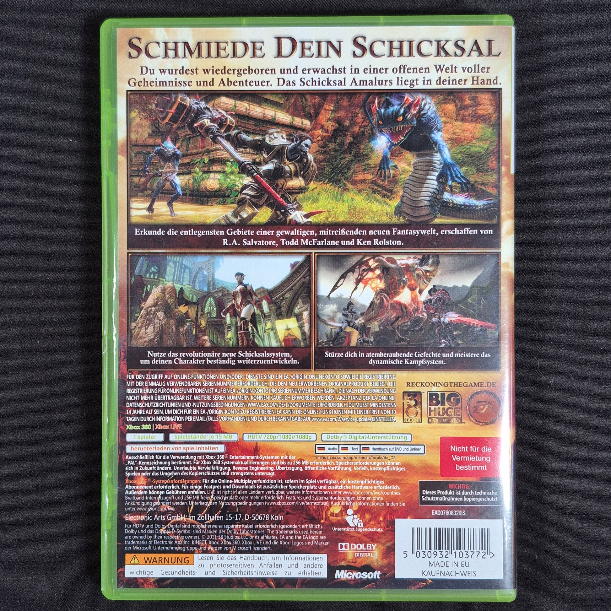 Kingdoms of Amalur Reckoning Xbox 360 PAL Deutsch – Rückseite mit EAN