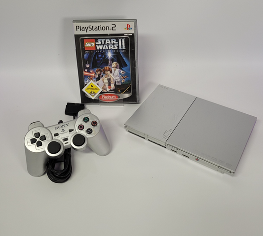 Sony Playstation 2 Slim Konsole mit Controller und Spiel | Refurbished