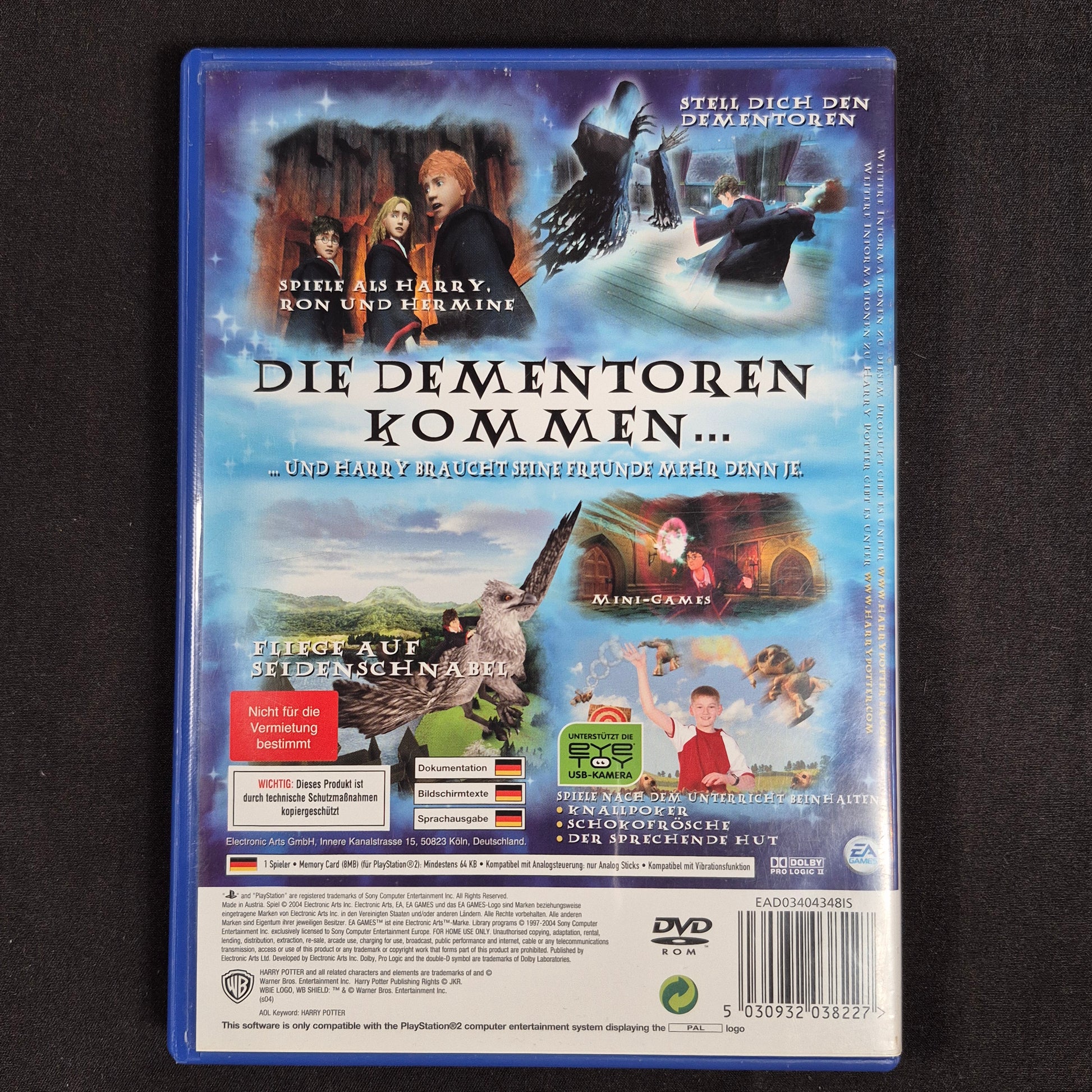 Harry Potter und der Gefangene von Askaban PS2 PAL / Europa mit Hülle, Disc und Anleitung – Rückseite
