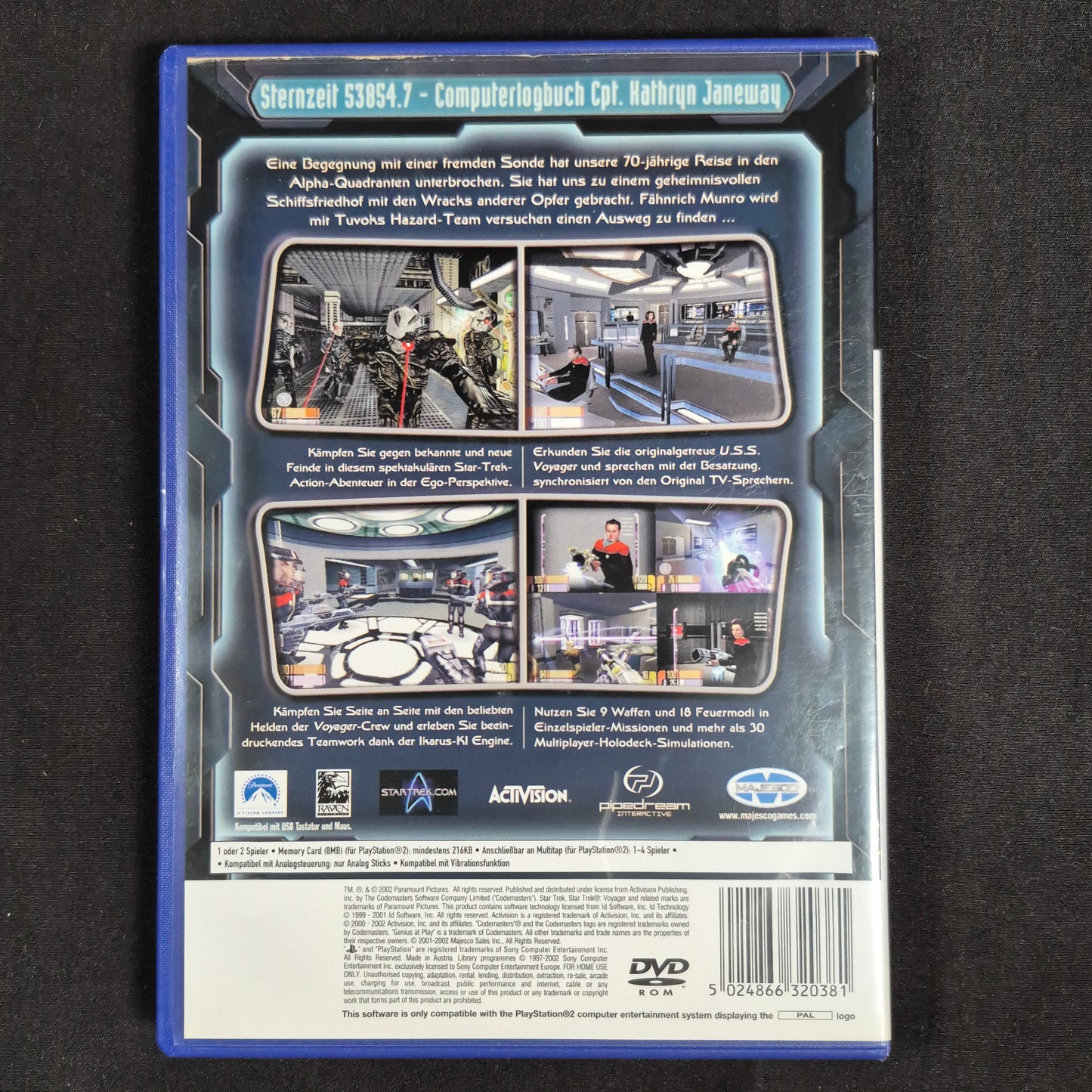 Star Trek: Voyager – Elite Force PS2 PAL / Europa mit Hülle, Disc und Anleitung – Rückseite
