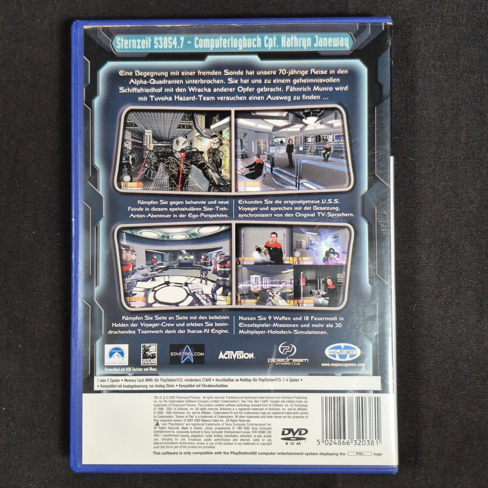 Star Trek: Voyager – Elite Force PS2 PAL / Europa mit Hülle, Disc und Anleitung – Rückseite
