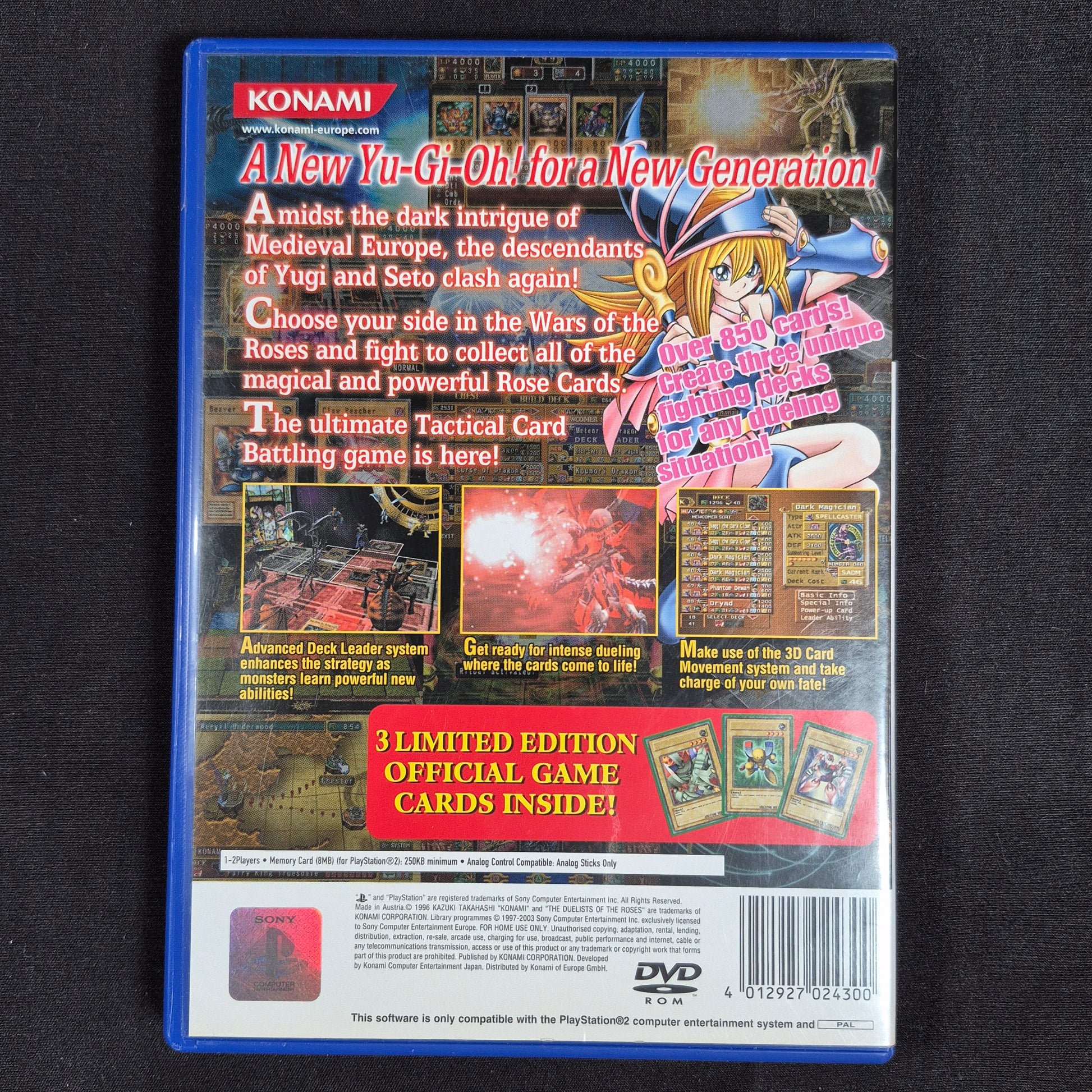 Yu-Gi-Oh! The Duelists of the Roses PS2 PAL / Europa mit Hülle, Disc und Anleitung – Rückseite