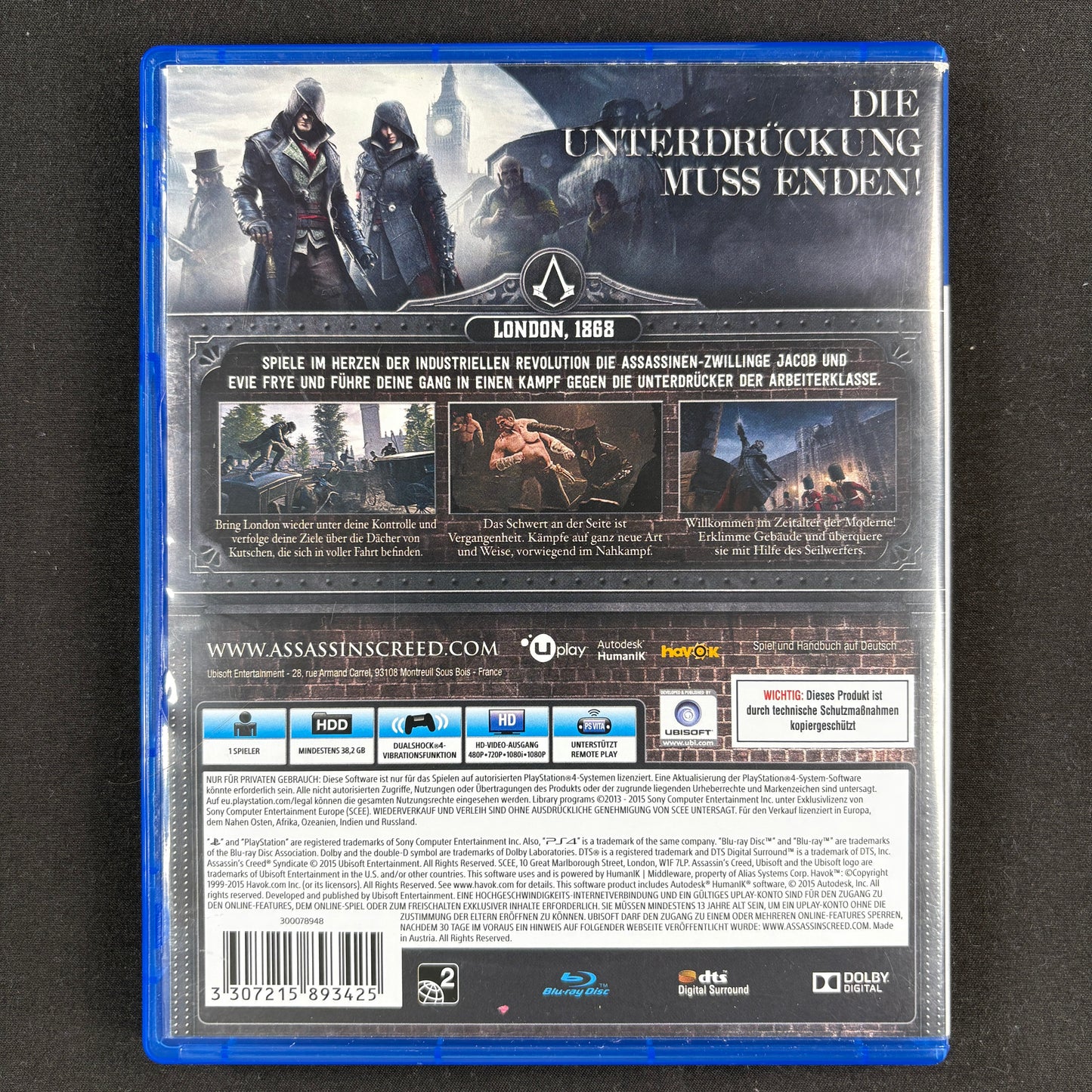 Assassin's Creed Syndicate Special Edition für PlayStation 4 – Rückseite
