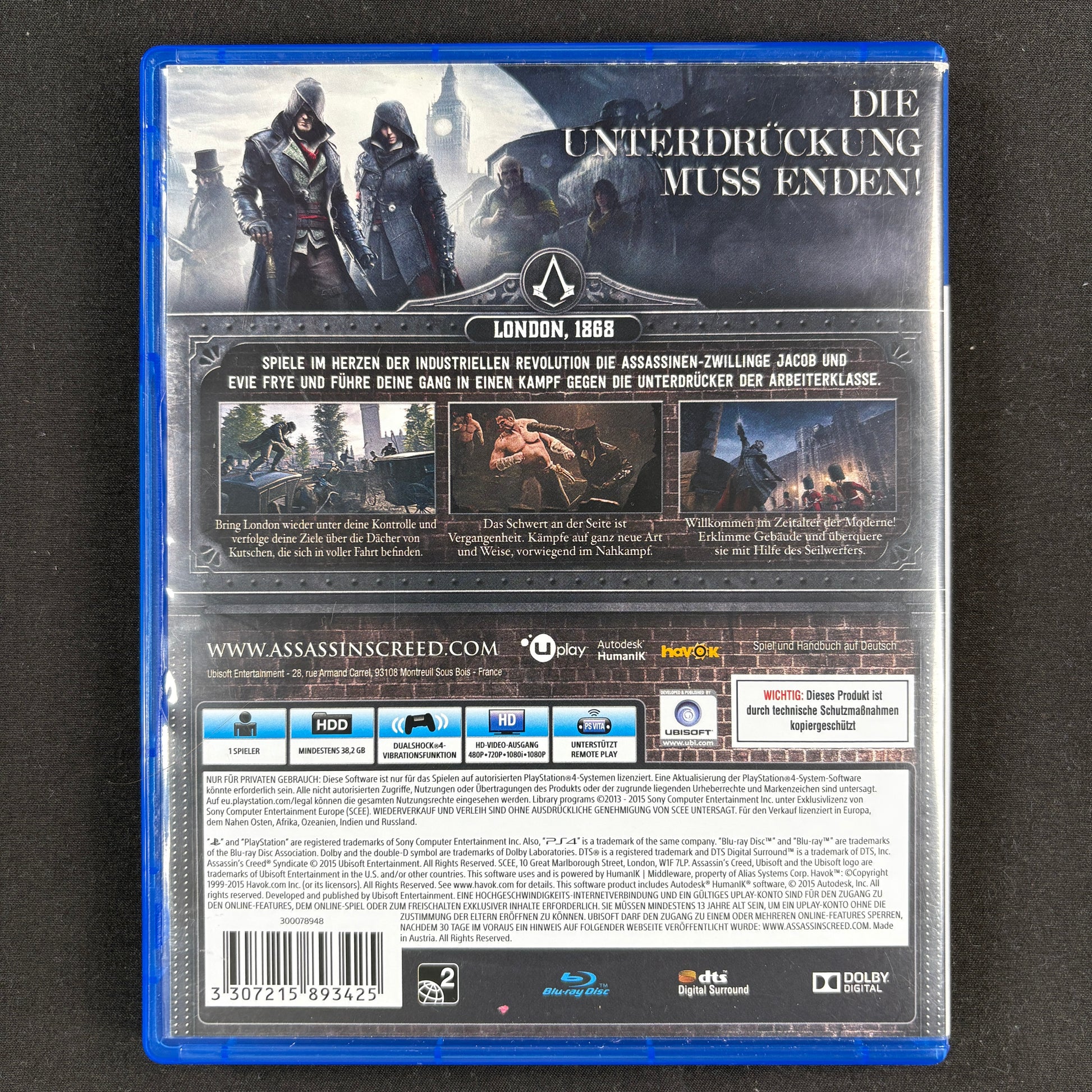 Assassin's Creed Syndicate Special Edition für PlayStation 4 – Rückseite