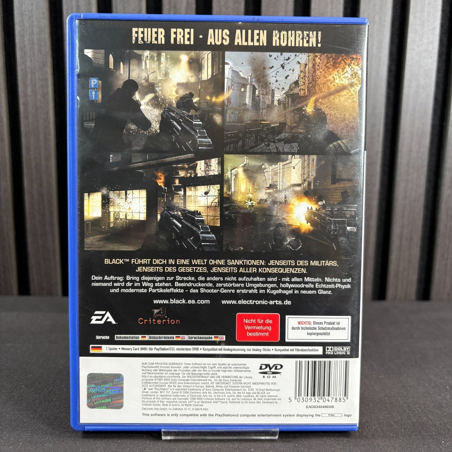 Black PS2 Rückseite mit Spielinfos