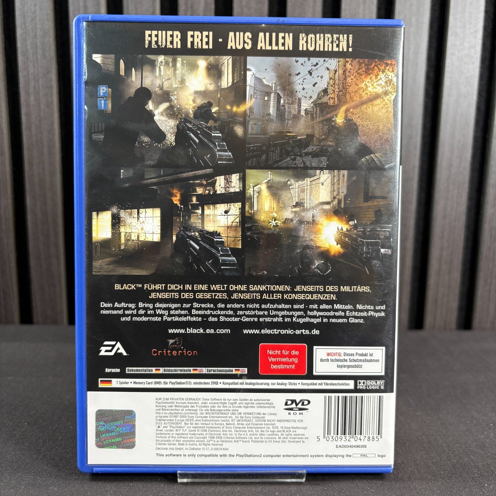 Black PS2 Rückseite mit Spielinfos