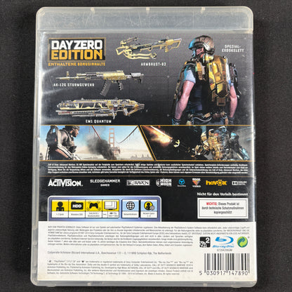 Call of Duty Advanced Warfare Day Zero Edition PS3 PAL Rückseite mit Bonusinhalten