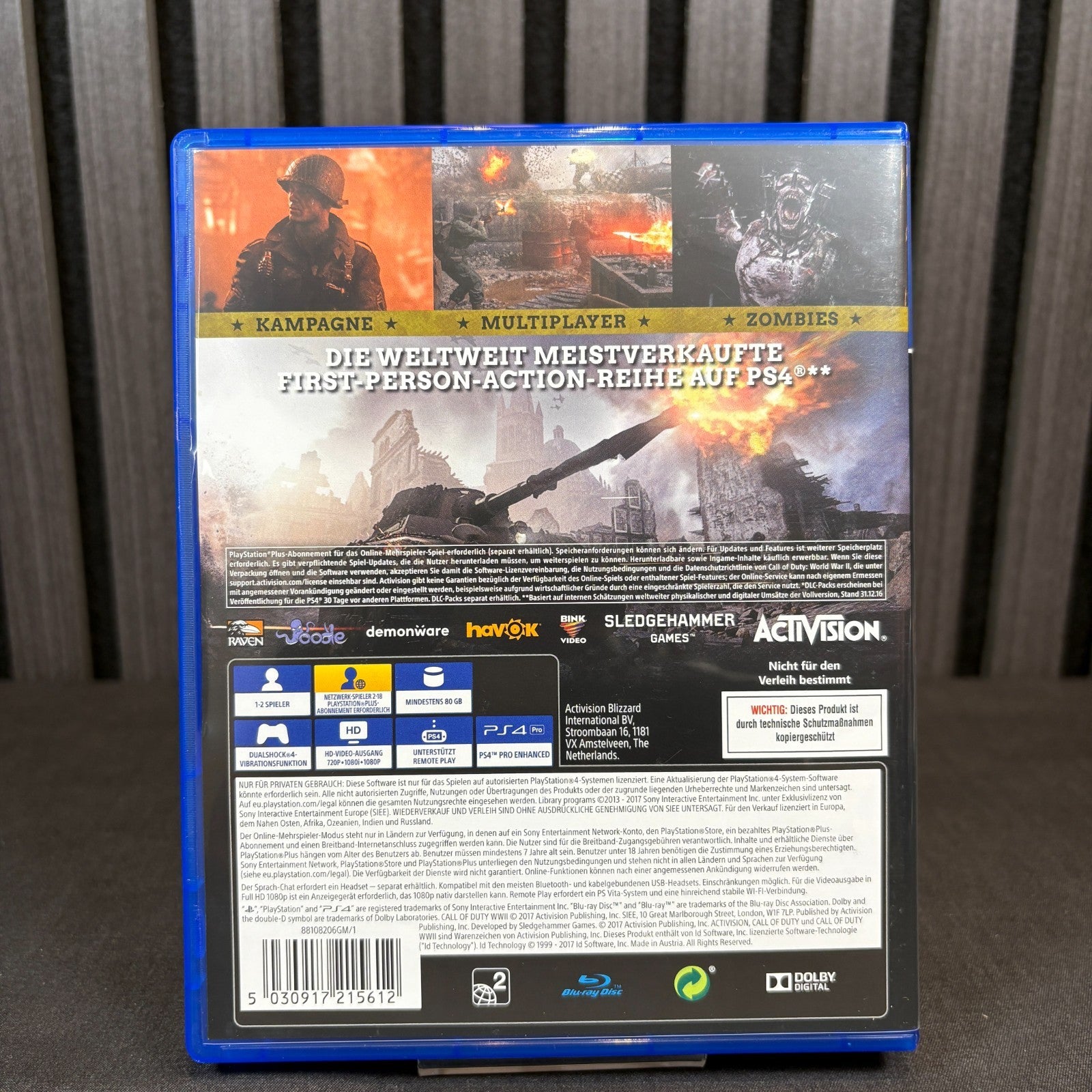 Call of Duty WWII PS4 PAL Cover Rückseite Detailansicht sehr gut