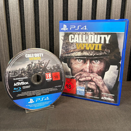 Call of Duty WWII PS4 PAL Spiel sehr gut Frontansicht mit Hülle
