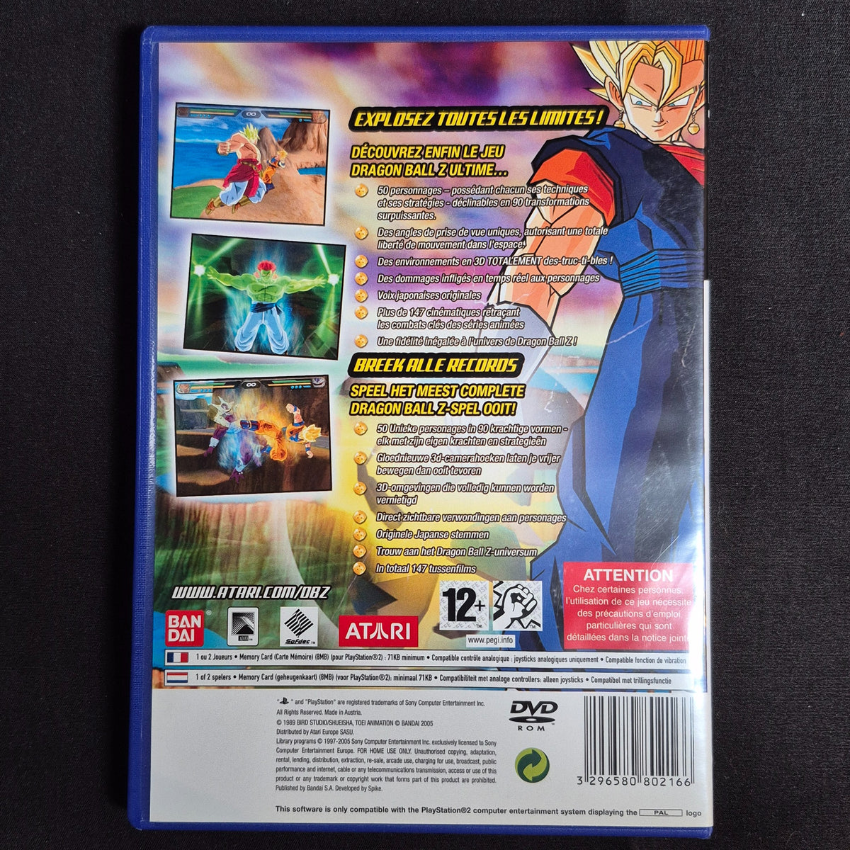Dragon Ball Z Budokai Tenkaichi – PlayStation 2 – Französisch / Niederländisch; japanische Sprachausgabe – Zustand Gut – Rückseite – NEVO Store