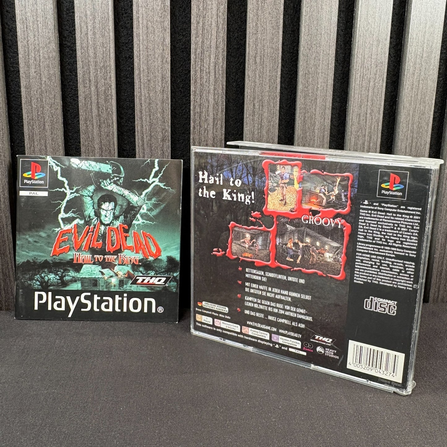 Evil Dead Hail to the King PS1 PAL Rückseite mit Anleitung