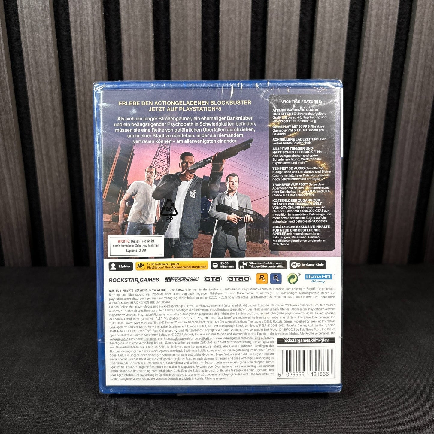 GTA 5 PS5 Hülle Rückseite Detailansicht Neu versiegelt