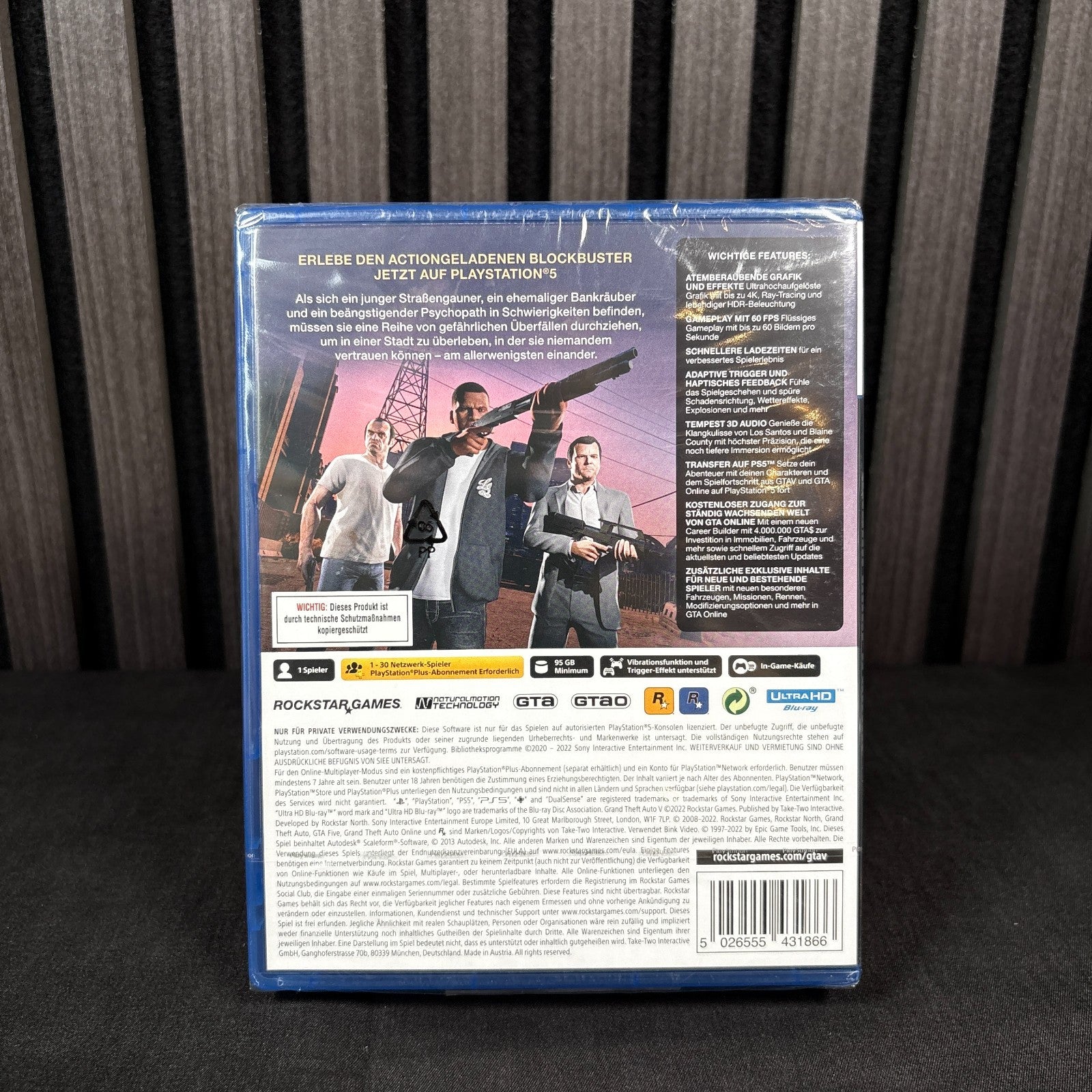 GTA 5 PS5 Hülle Rückseite Detailansicht Neu versiegelt