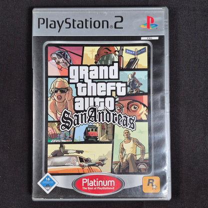 GTA San Andreas für PS2 als Platinum PAL-Ausgabe mit Originalhülle – Vorderseite