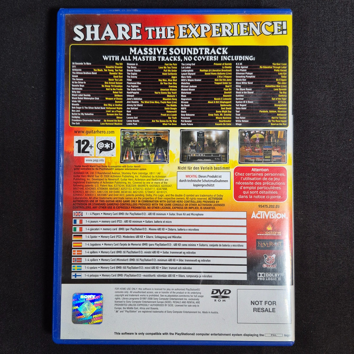 Guitar Hero World Tour – ohne Instrumente – PlayStation 2 – Deutsch / Englisch / Mehrsprachig – Zustand Gut – Rückseite – NEVO Store