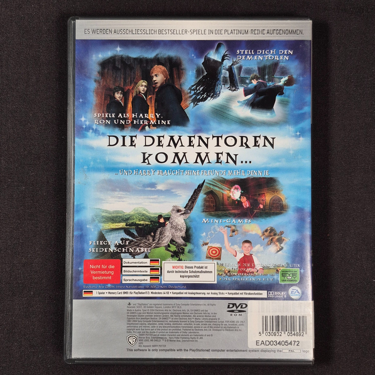 Harry Potter und der Gefangene von Askaban Platinum – PlayStation 2 – Deutsch – Zustand Gut – Rückseite – NEVO Store