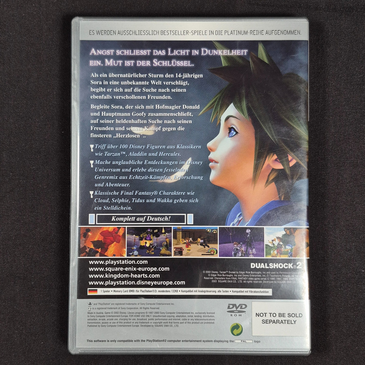 Kingdom Hearts - Platinum – Sony PlayStation 2 – Deutsch (Sprachausgabe und Bildschirmtexte) – Zustand Gut – Rückseite – NEVO Store
