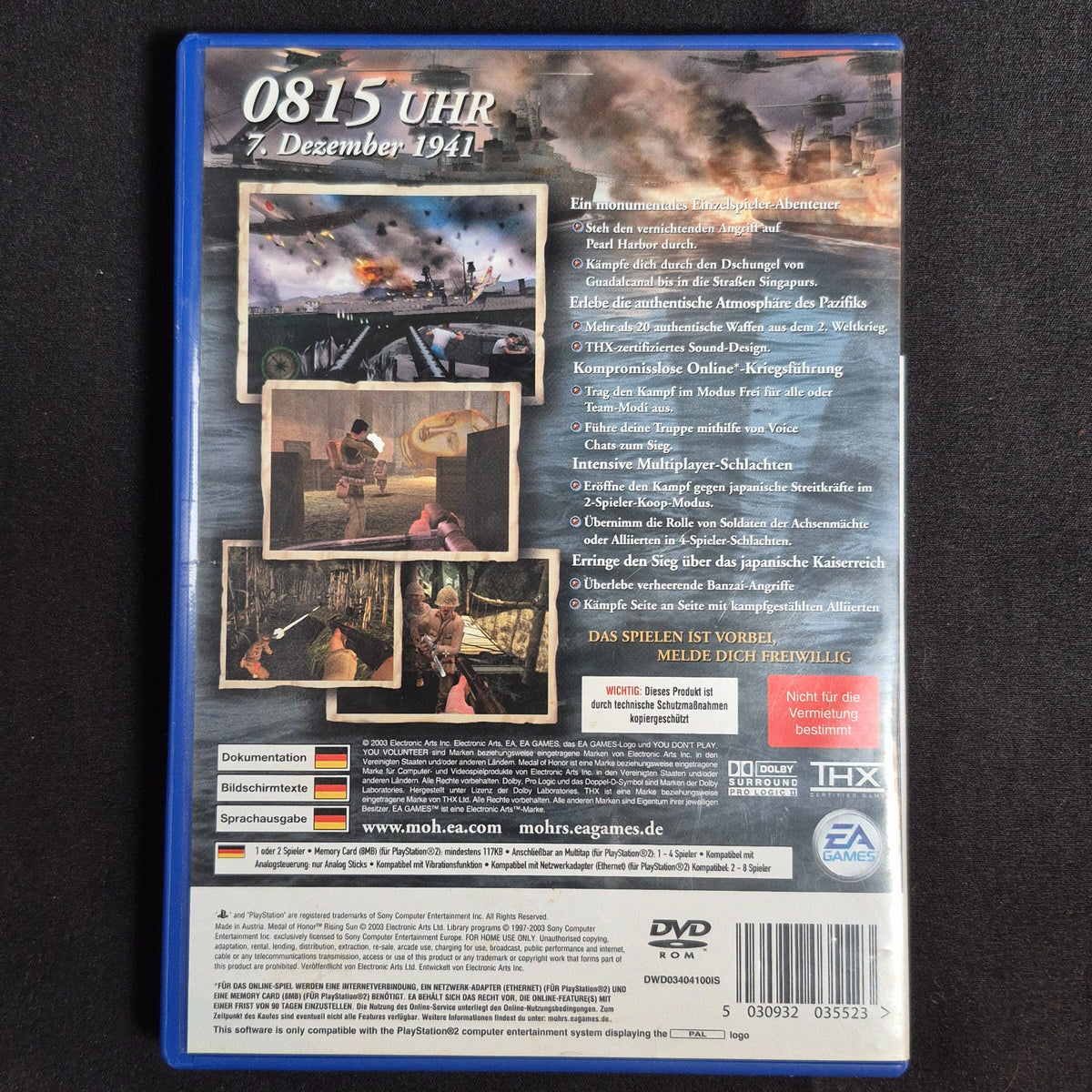 Medal of Honor Rising Sun – PlayStation 2 – Deutsch – Zustand Gut – Rückseite – NEVO Store