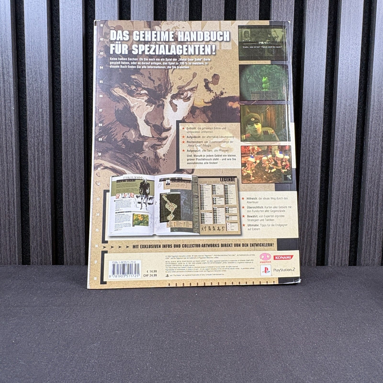 Rückseite des Metal Gear Solid 3 Snake Eater Lösungsbuchs