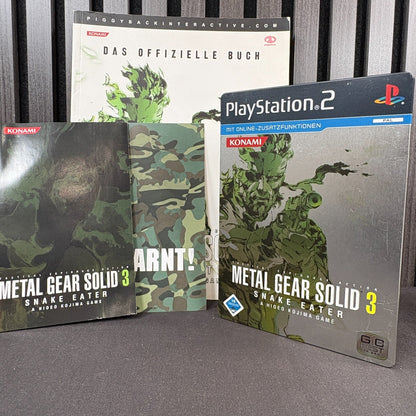 Metal Gear Solid 3 Snake Eater PS2 PAL CIB mit Lösungsbuch Vorderseite