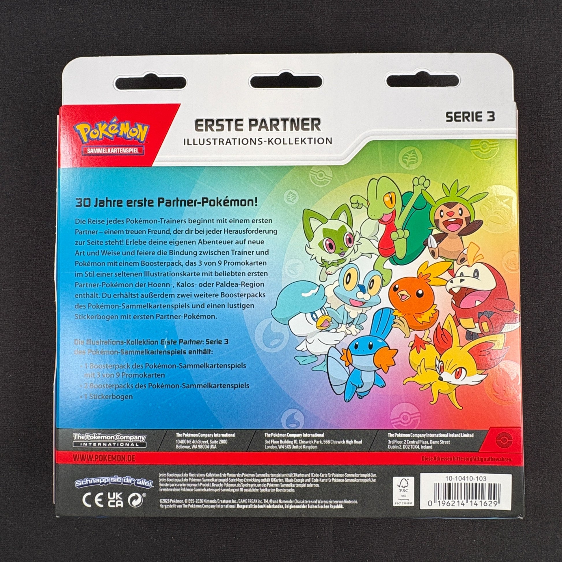 Pokémon Erste Partner Illustrations-Kollektion Serie 3 Deutsch OVP Rückseite
