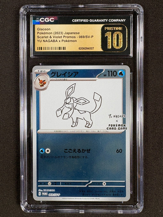 Glaceon / Glaziola 069/SV-P Yu Nagaba CGC Pristine 10 Japanisch – Pokémon TCG – Vorderseite des CGC Slabs – NEVO Store